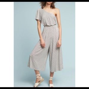ANTHROPOLOGIE Maeve One Shoulder Wide Leg Jumpsuit